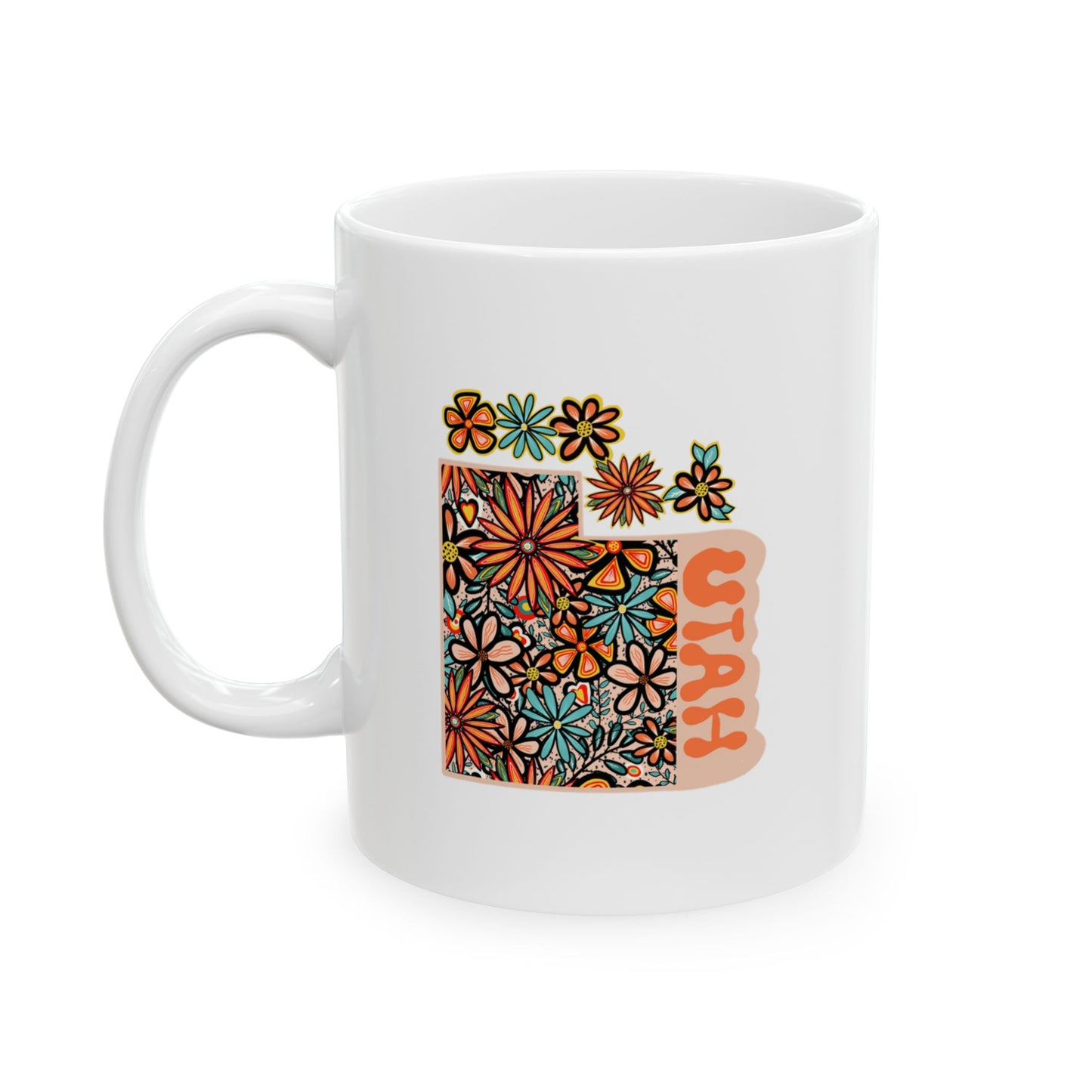 Retro 70s Flowers Utah Ceramic Mug 11 oz and 15 oz