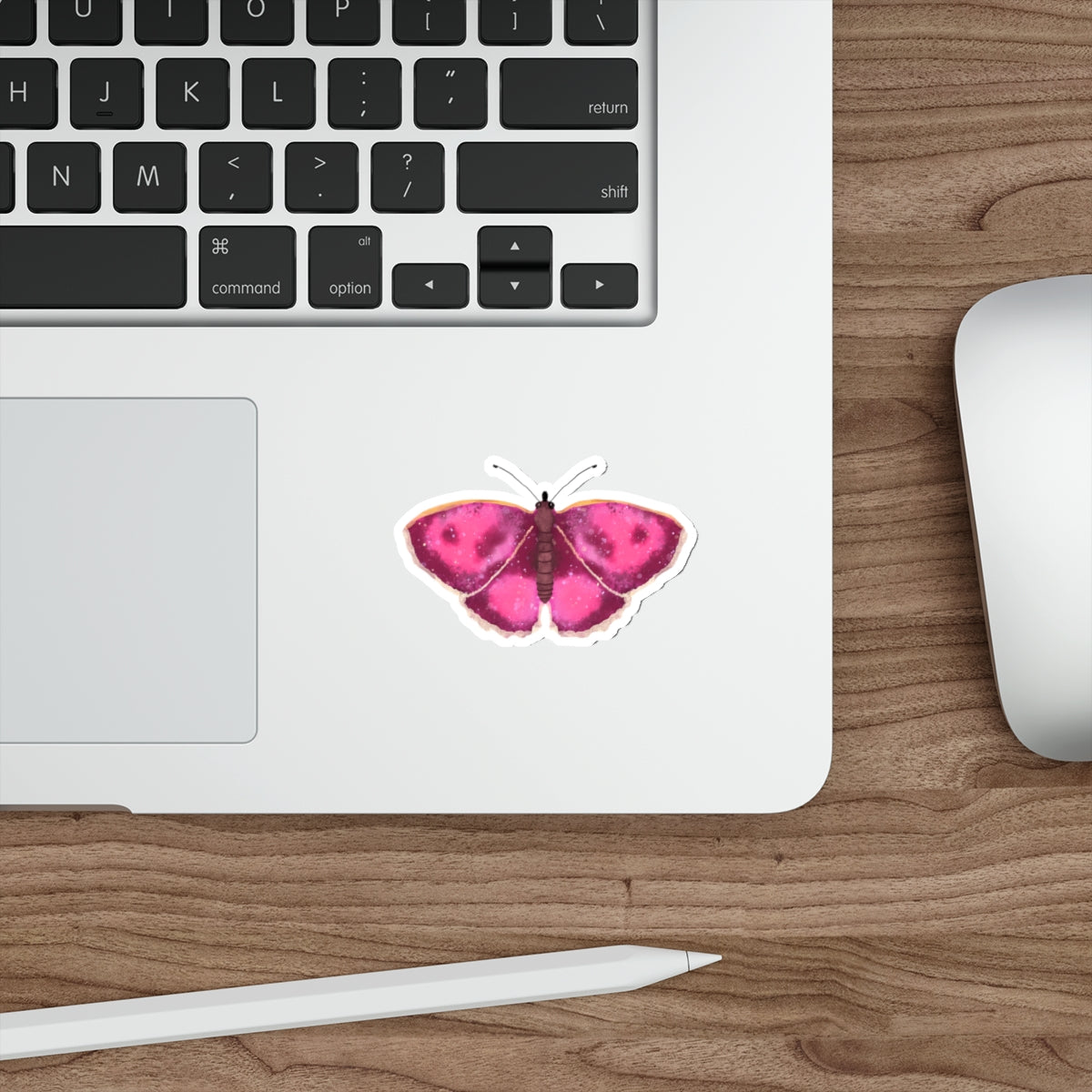 Watercolor Moth in Pink Die Cut Sticker