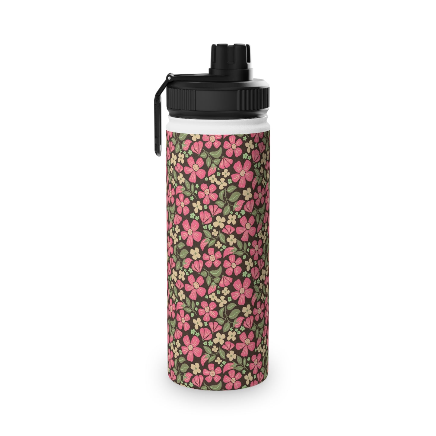 Wild Rose Meadow Water Bottle – Stainless Steel Sports Lid