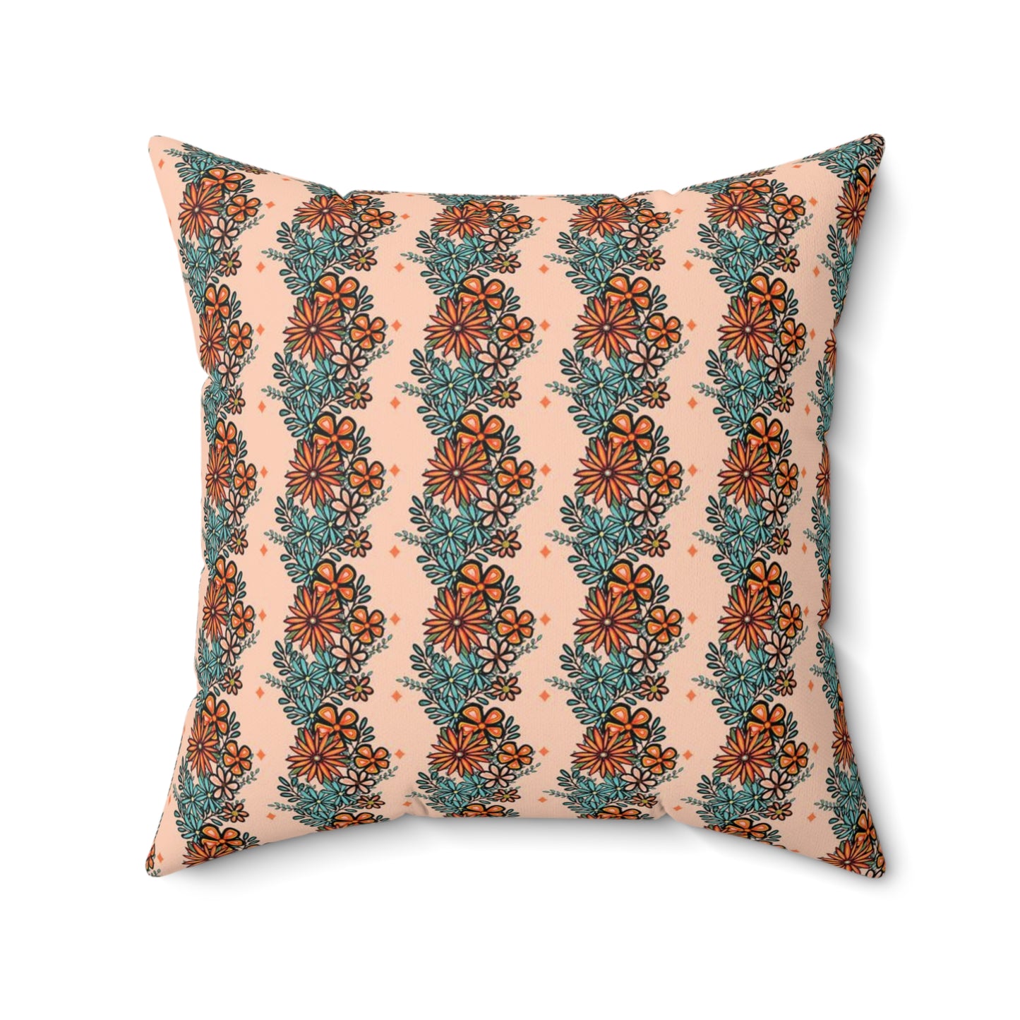 Daisy Bouquet Stripes Spun Polyester Square Pillow