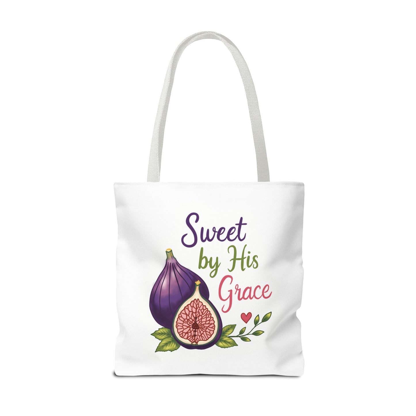 Sweet by His Grace Tote Bag — Faith-Inspired Fig Illustration