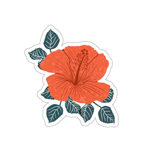 Orange Hibiscus Die Cut Sticker