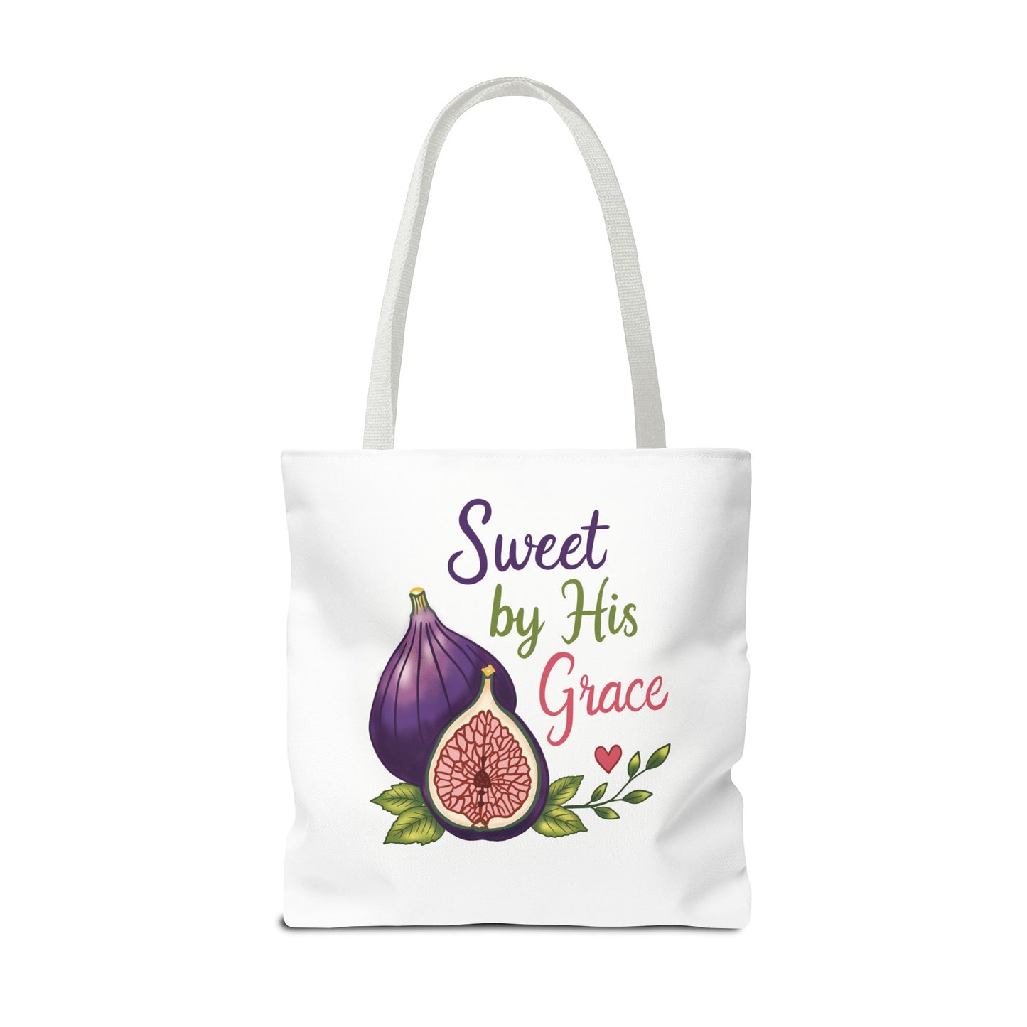 Sweet by His Grace Tote Bag — Faith-Inspired Fig Illustration