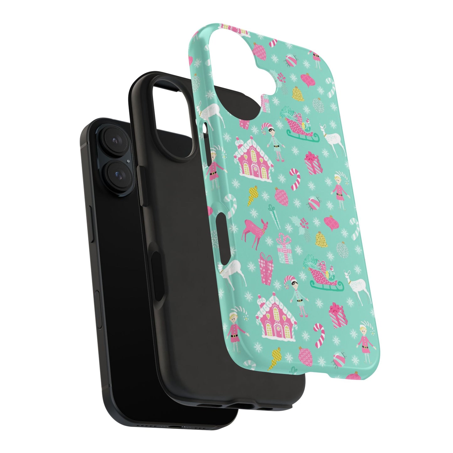 Pastel Christmas on Turquoise Tough Phone Cases