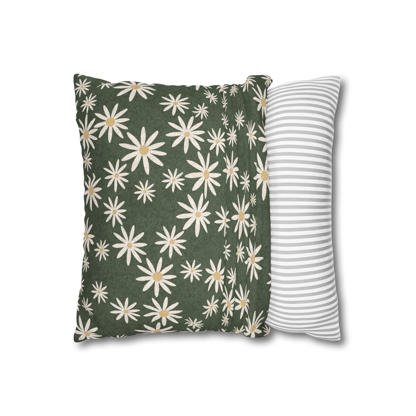 Chickweed on Sage Green Spun Polyester Square Pillowcase
