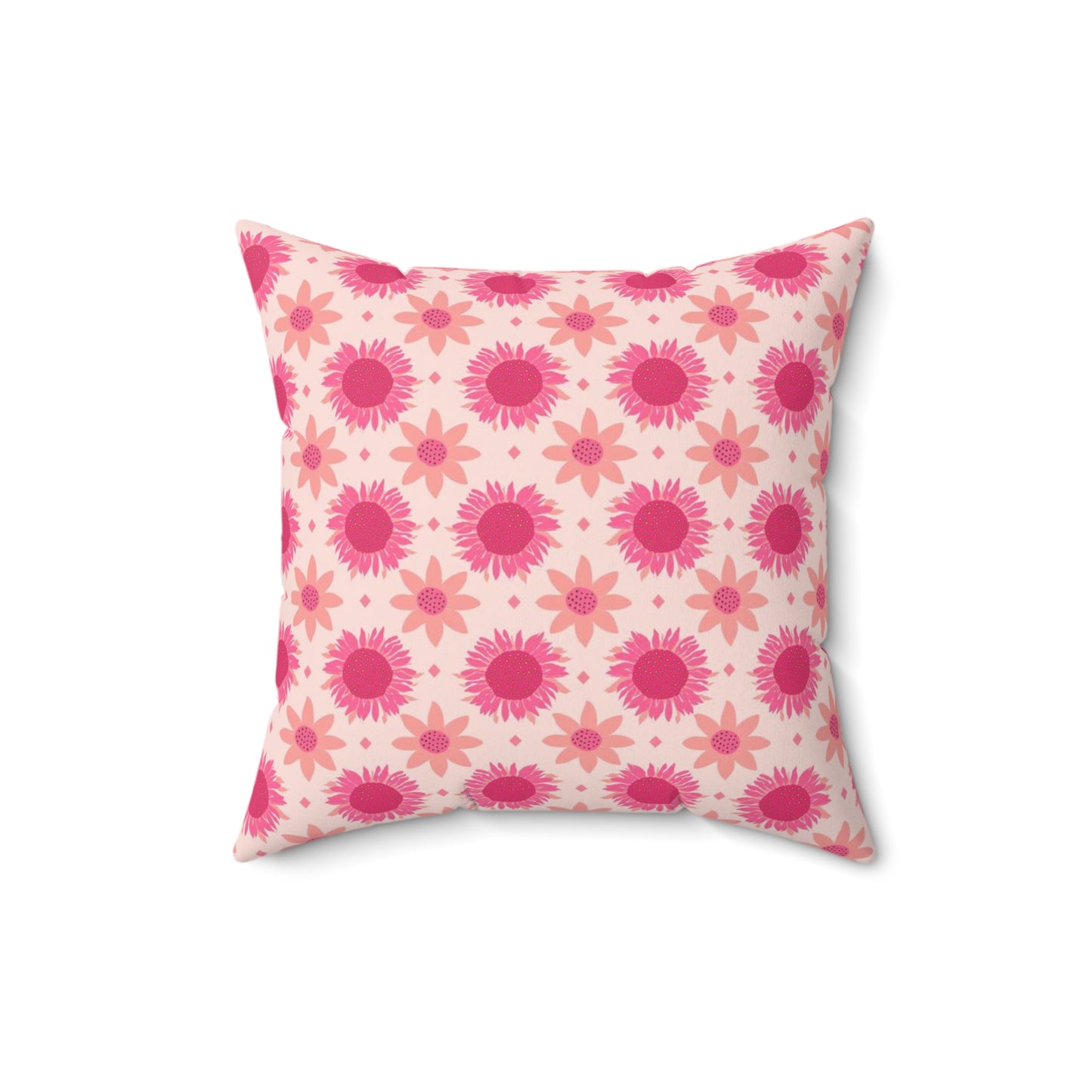 Retro Pink Sunflower Spun Polyester Square Pillow