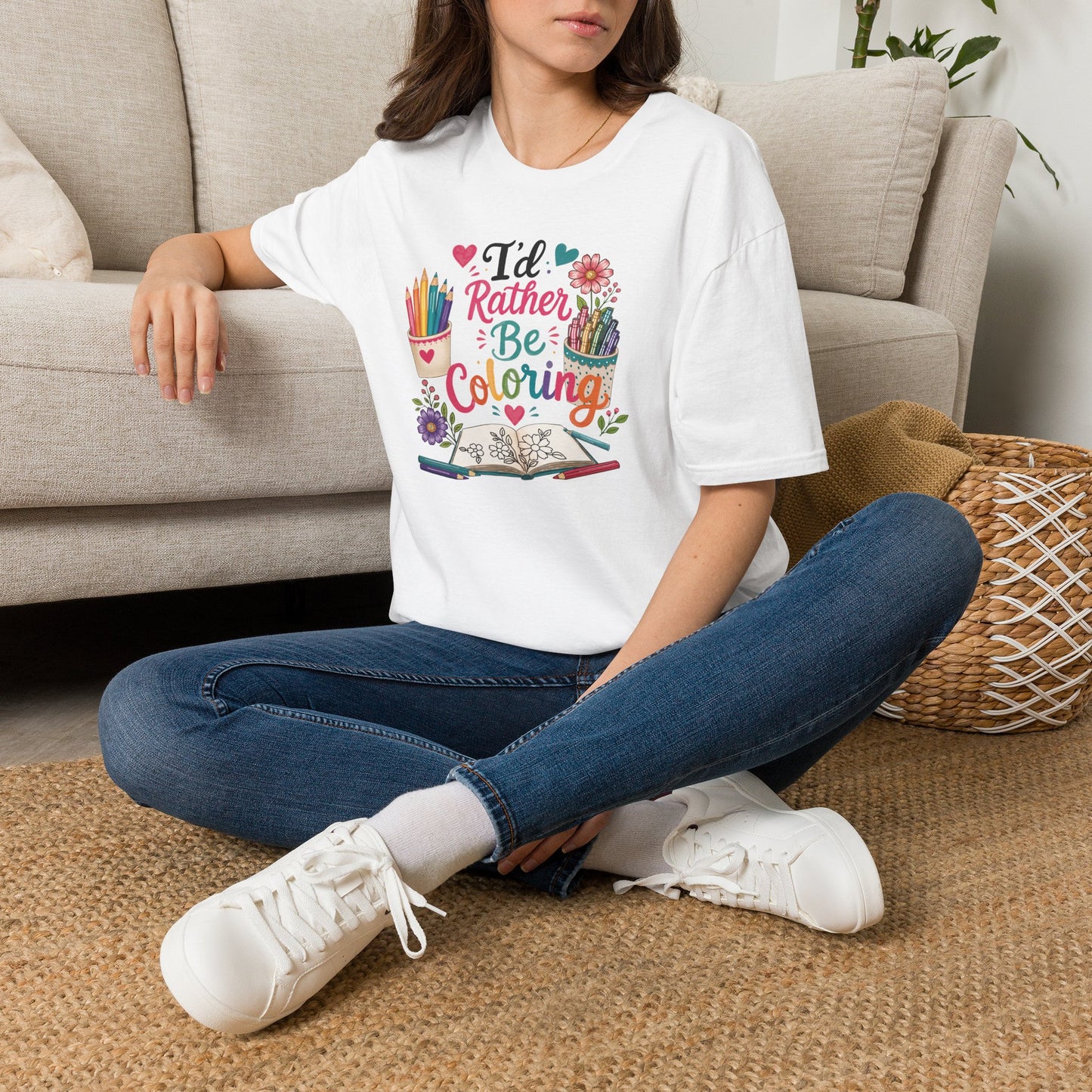 Coloring T-Shirt — "I'd Rather Be Coloring" Cute Art Lover Tee