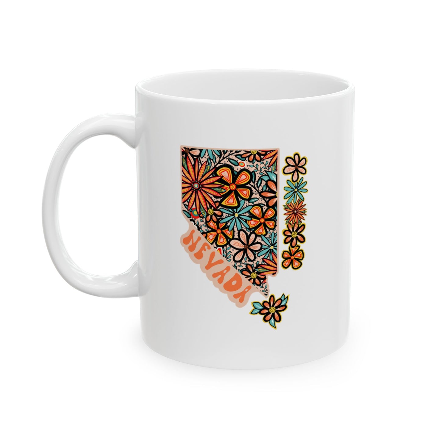 Retro 70s Flowers Nevada Ceramic Mug 11 oz and 15 oz