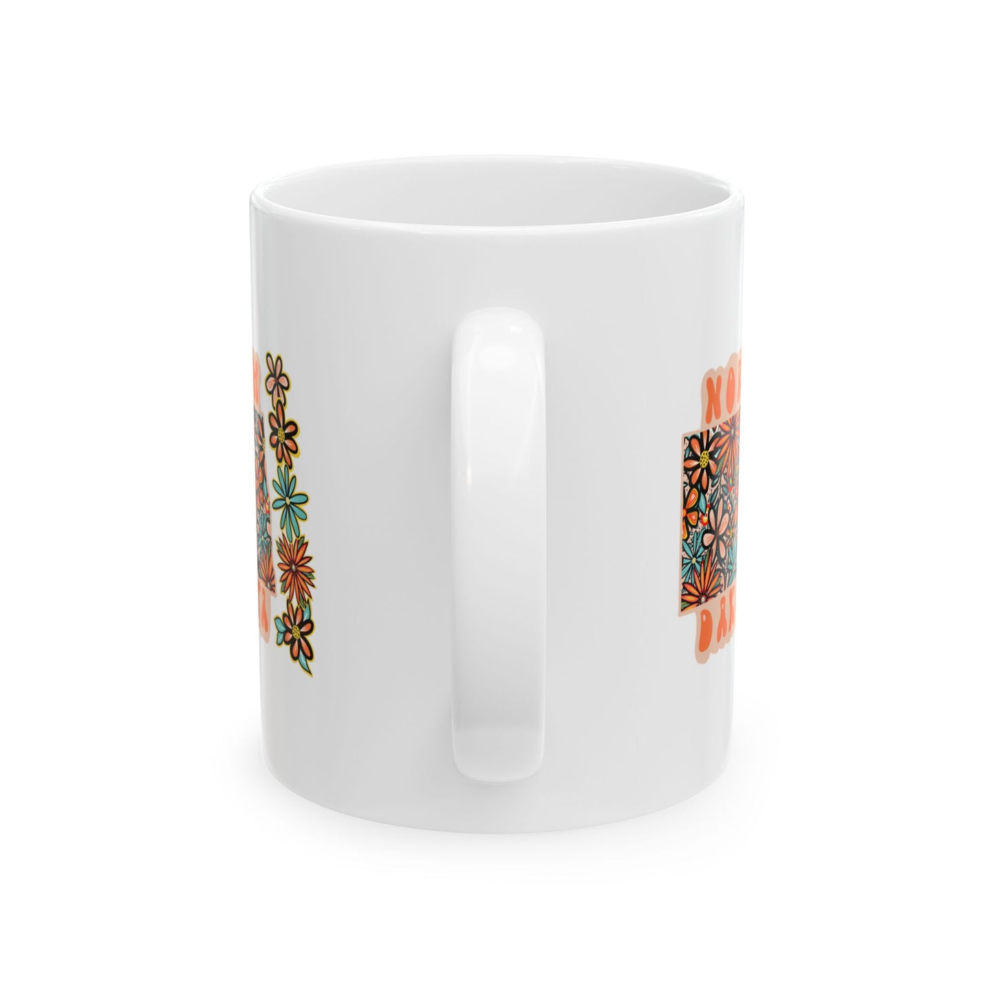 Retro 70s Flowers North Dakota Ceramic Mug 11 oz and 15 oz