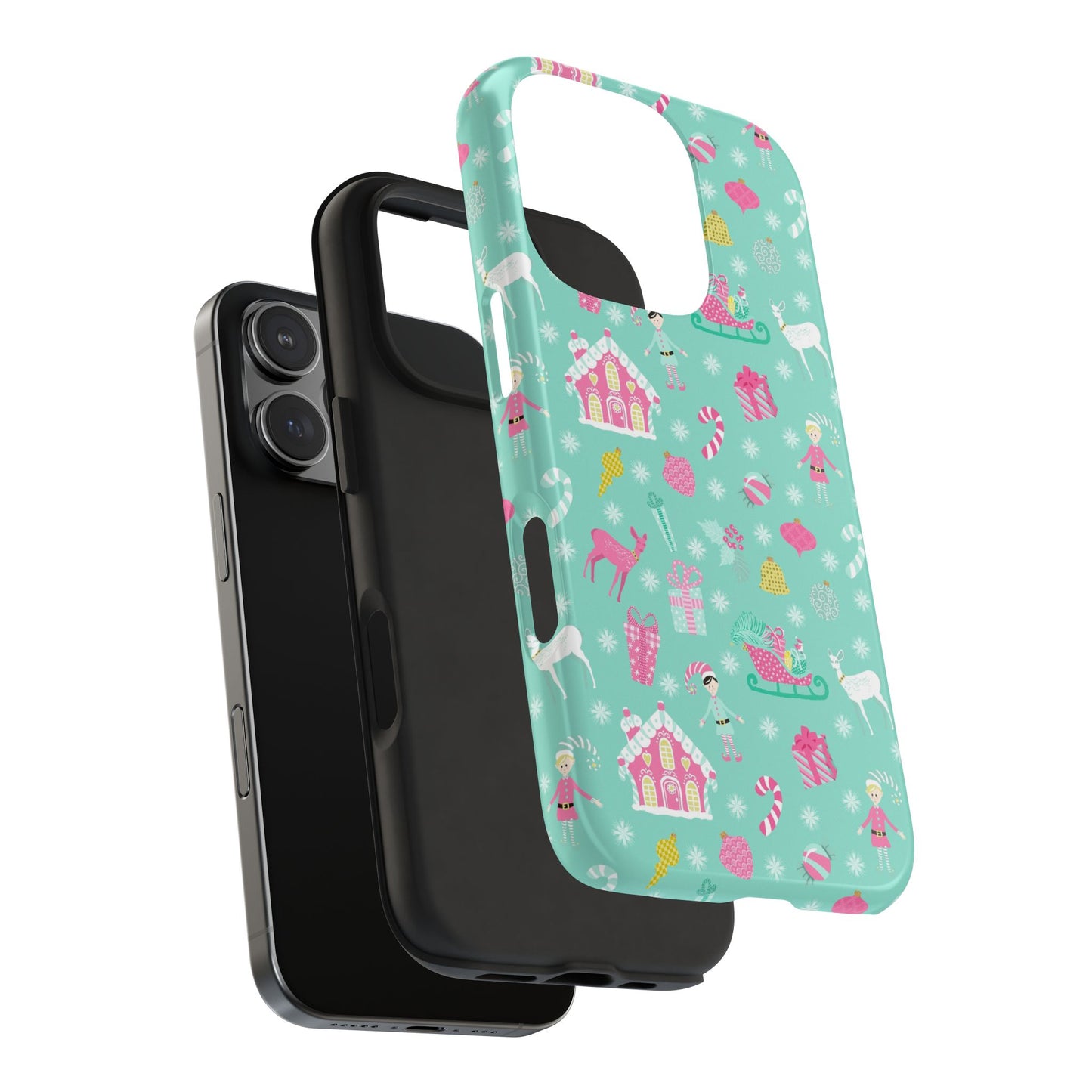 Pastel Christmas on Turquoise Tough Phone Cases