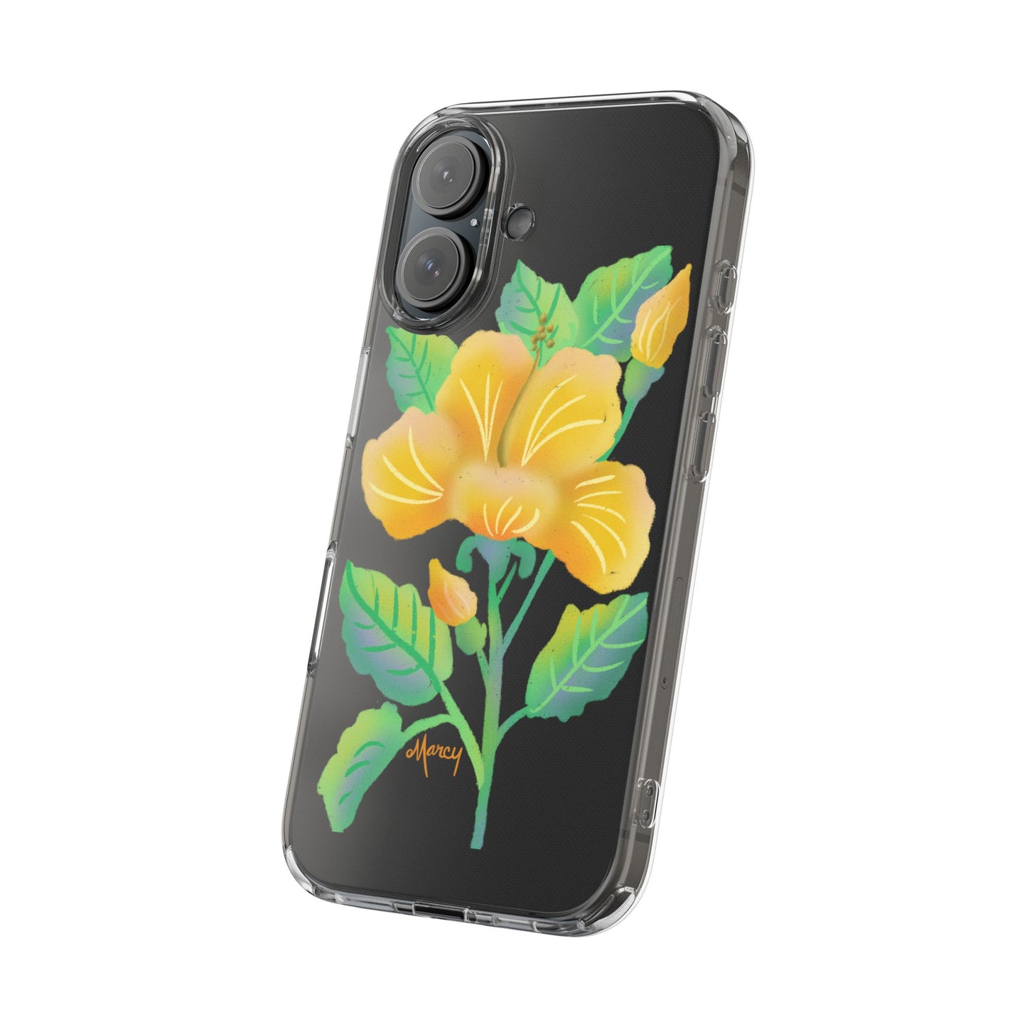 Yellow Hibiscus Blossom Clear Cases