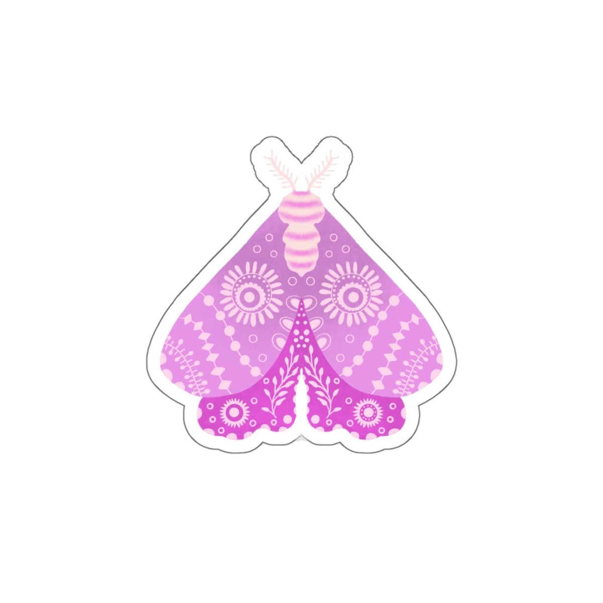 Folk Art Moth in Violet and Lavender Die Cut Sticker