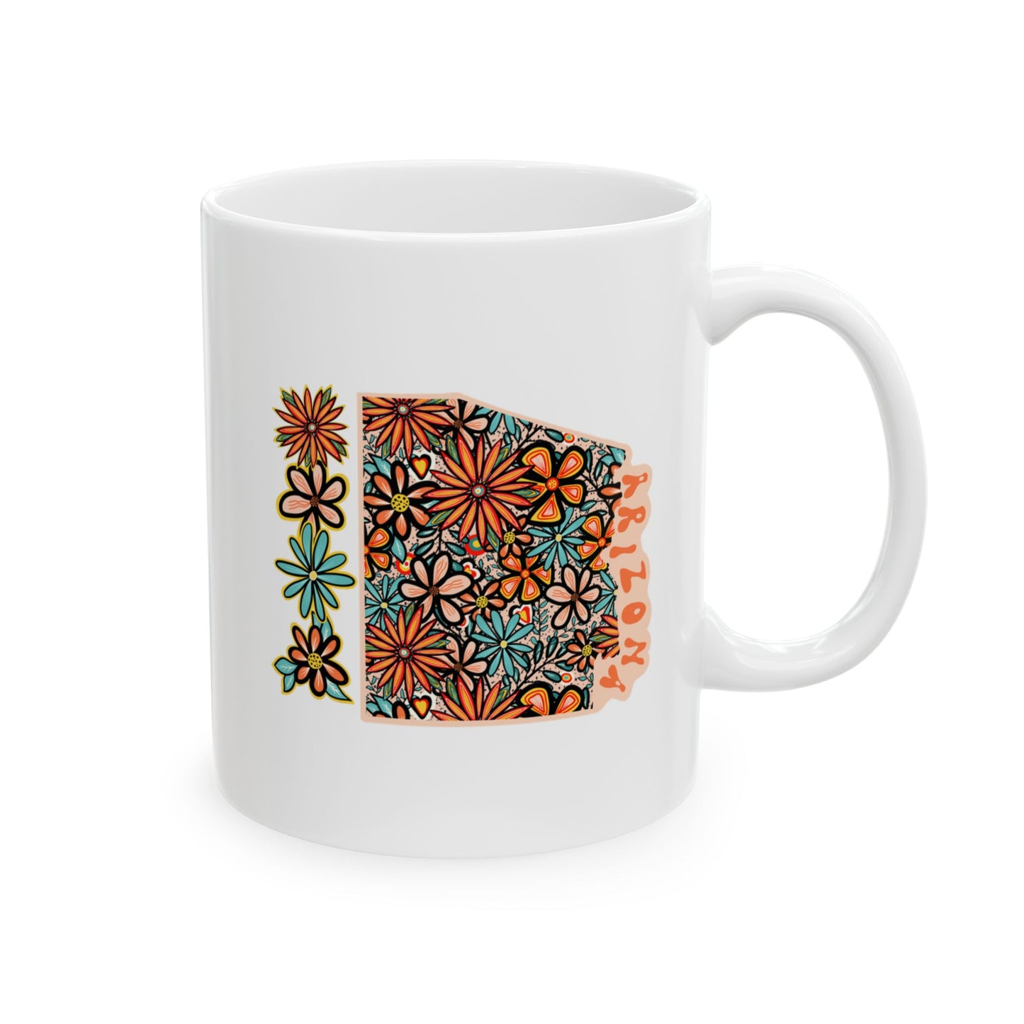 Retro 70s Flowers Arizona Ceramic Mug 11 oz and 15 oz