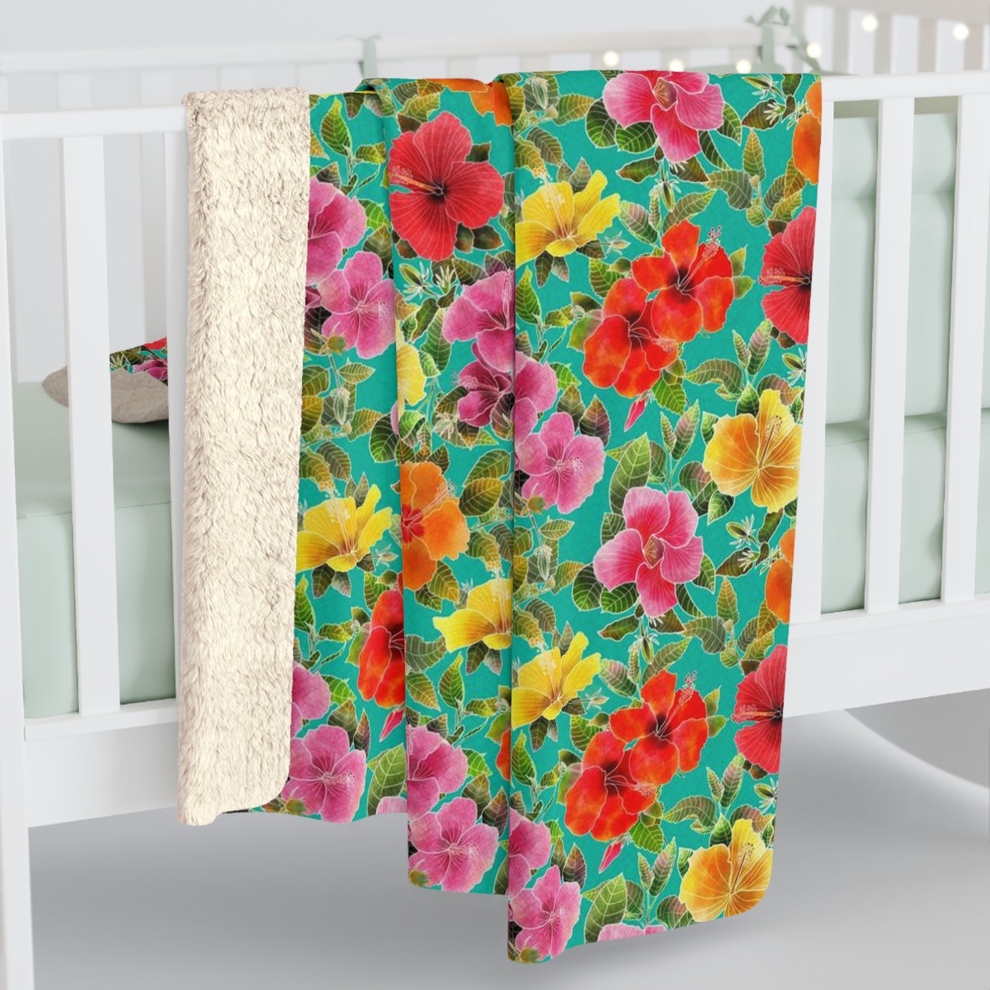 Hibiscus Garden Sherpa Fleece Blanket