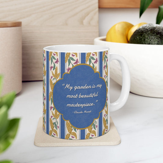 Goldenrod and Butterflies with Monet Quote Ceramic Mug 11oz & 15oz