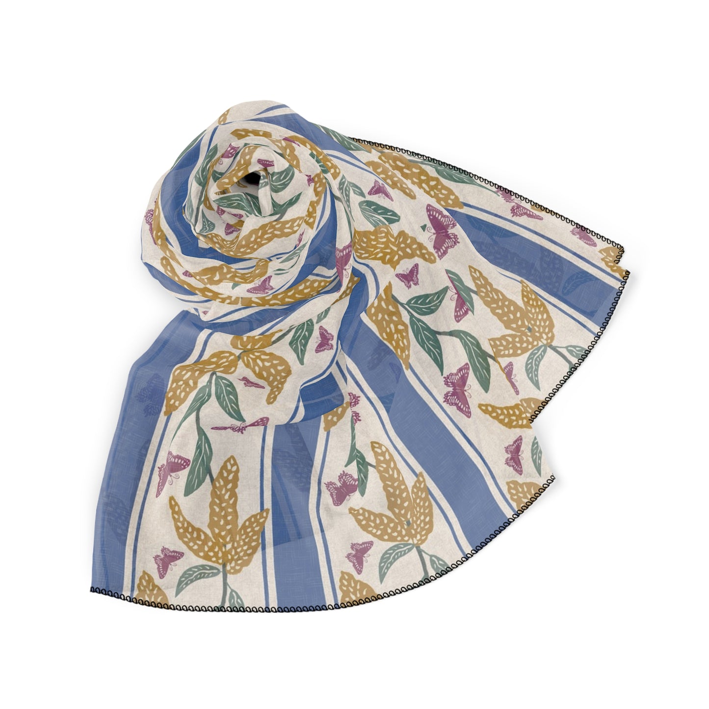 Goldenrod and Butterflies Square Poly Scarf
