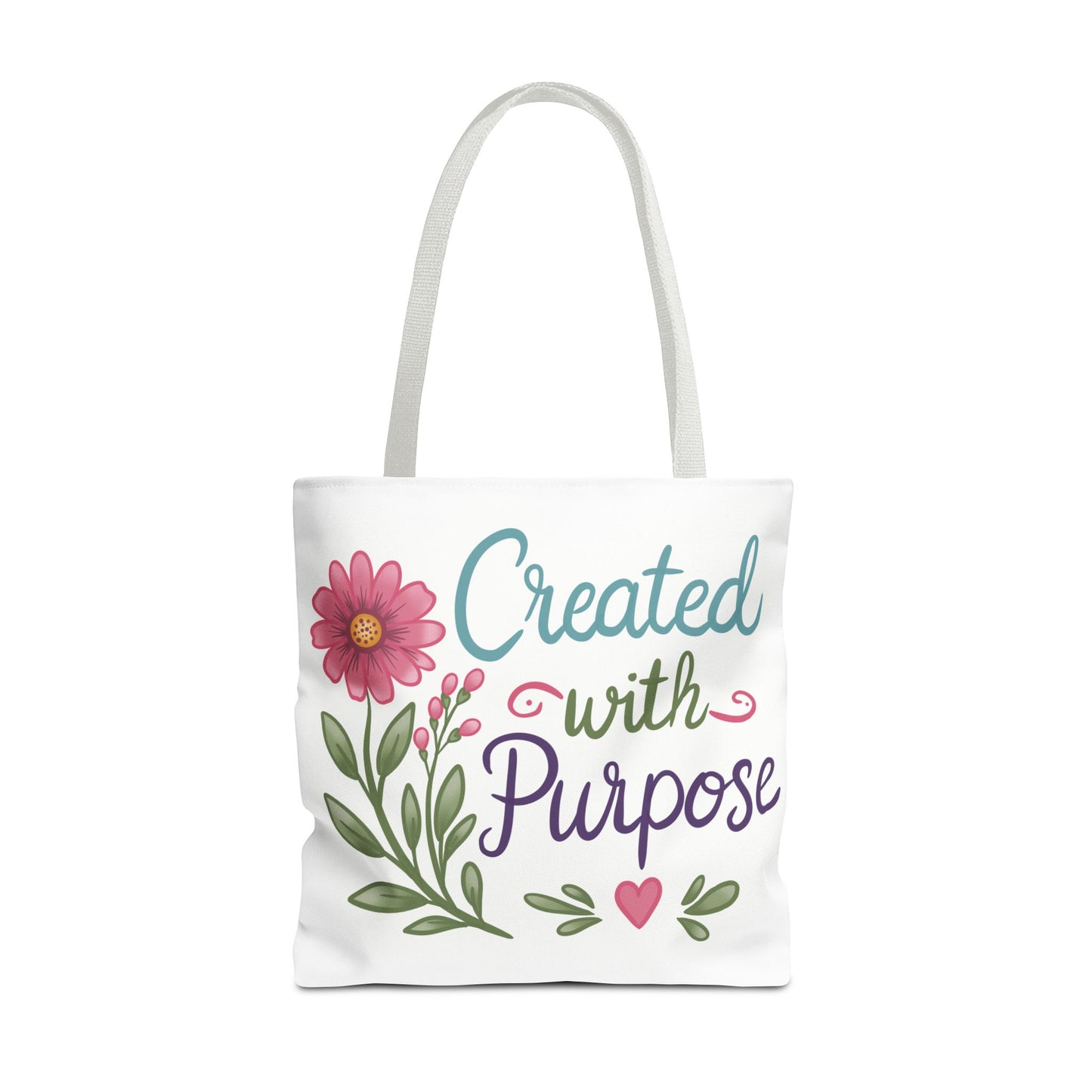 Created with Purpose Tote Bag — Floral Inspirational Canvas Tote