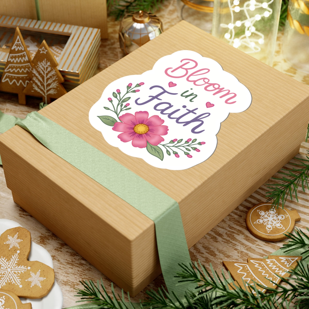 Bloom in Faith Sticker — Floral Inspirational Kiss-Cut Sticker for Laptops, Journals & Gifts
