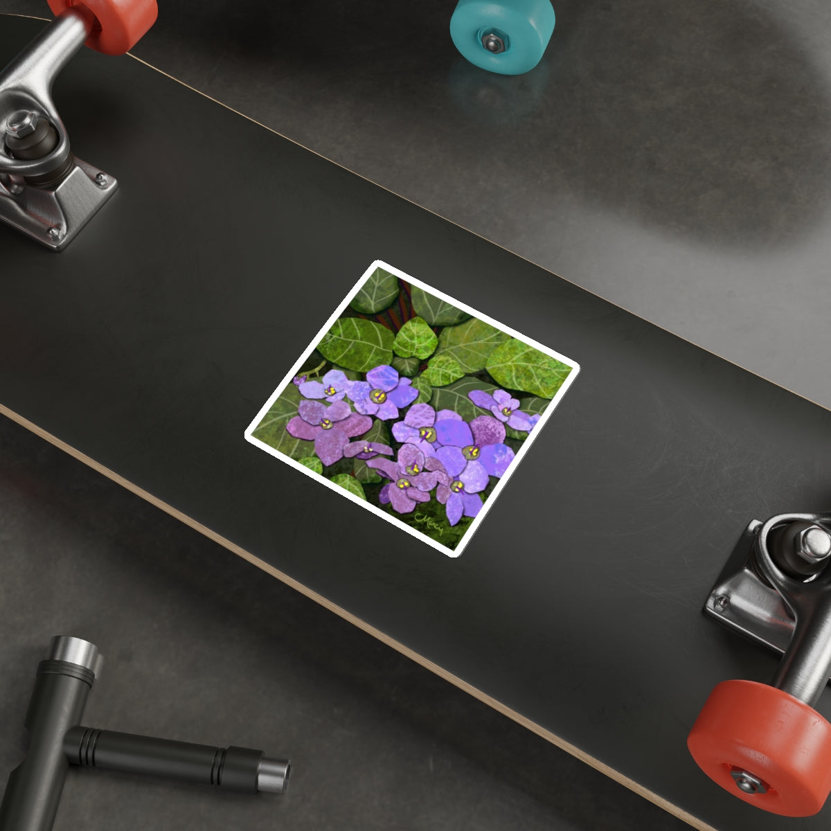 African Violets Collage Die Cut Sticker