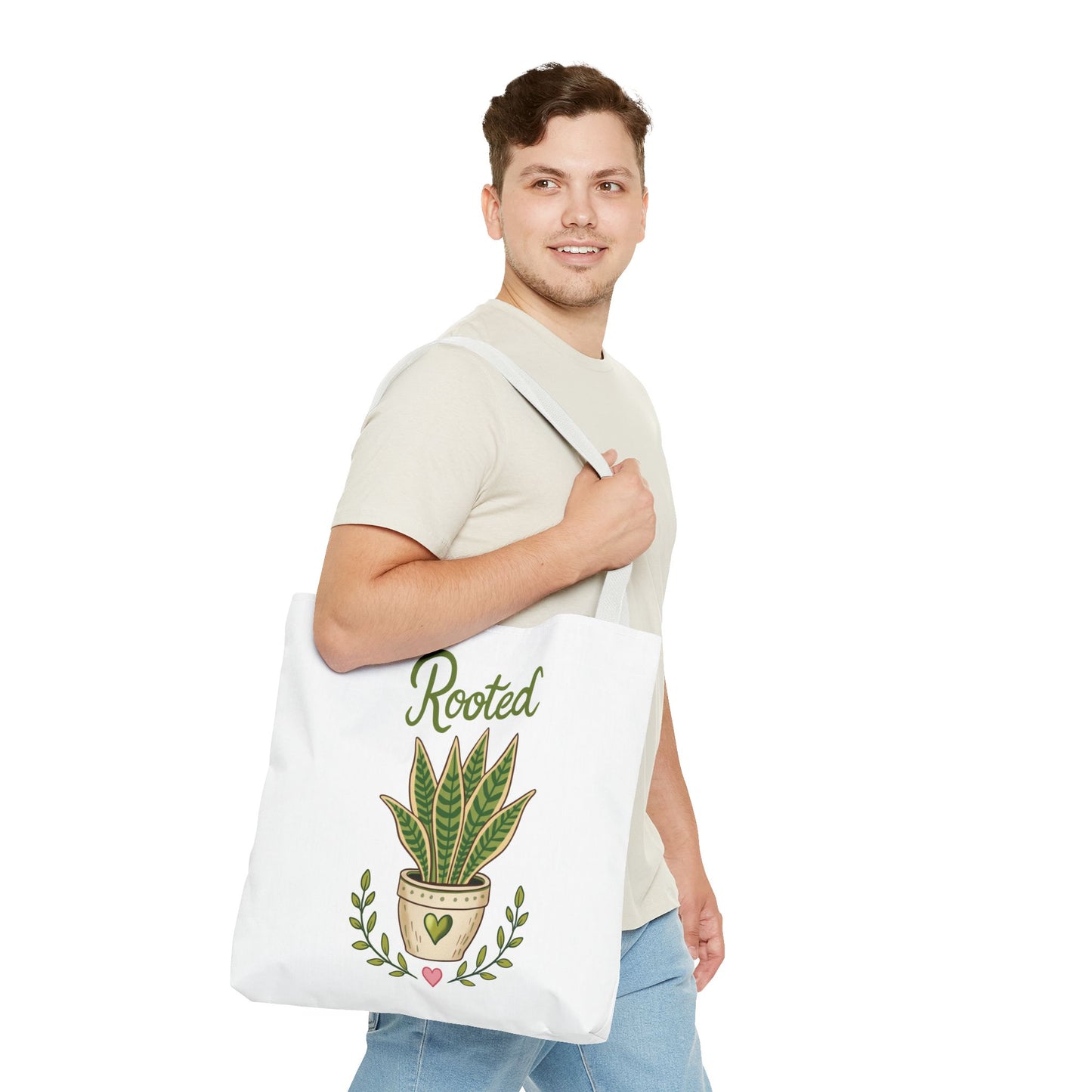 Rooted Plant Tote Bag – Cute Sansevieria Potted Plant Illustration