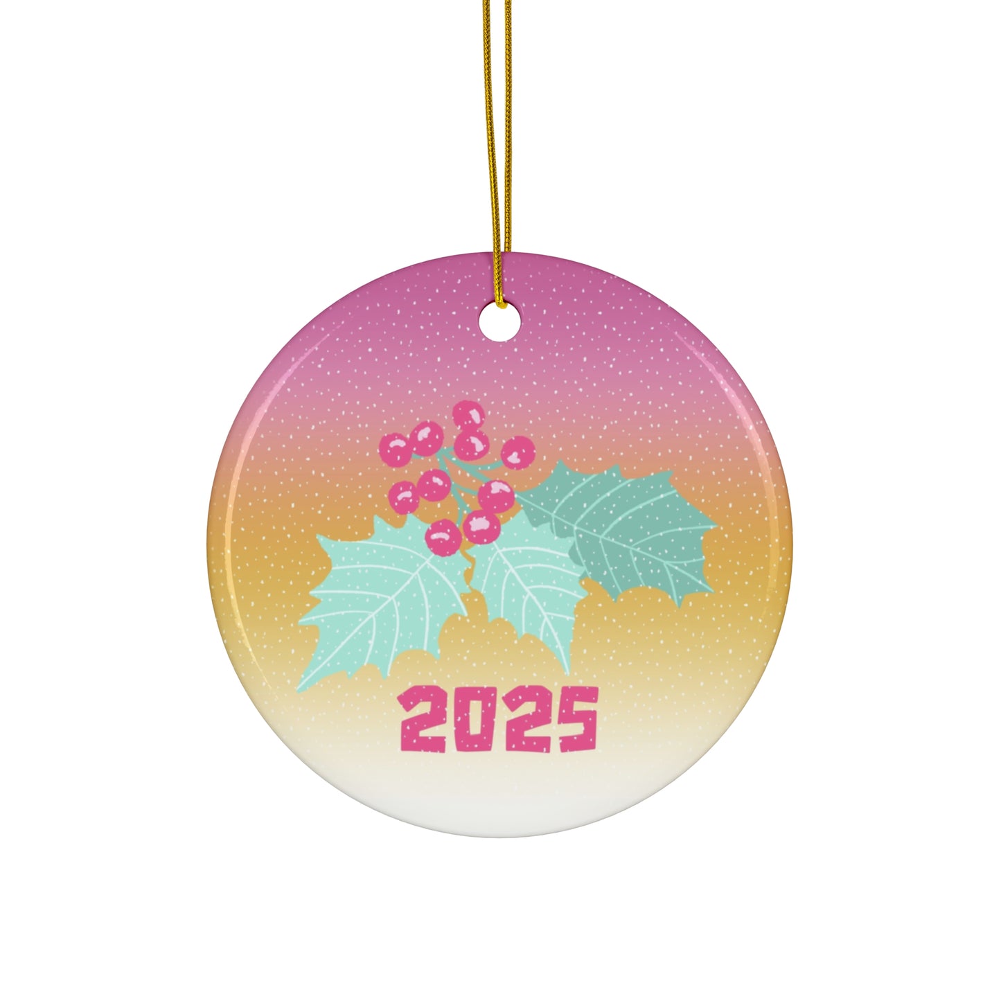 Holly and Berries 2025 Ceramic Ornament