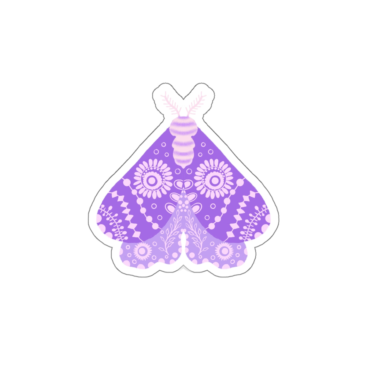 Folk Art Moth in Purple Die Cut Sticker