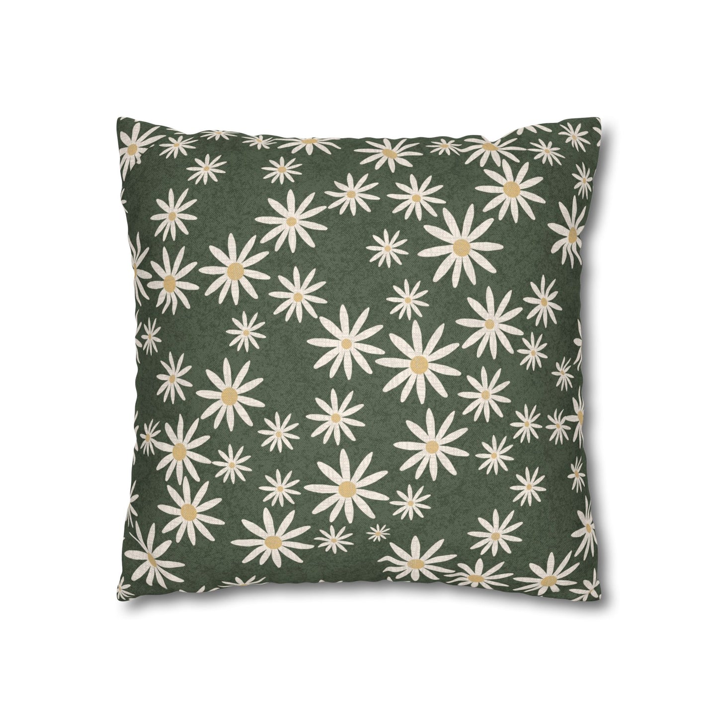 Chickweed on Sage Green Spun Polyester Square Pillowcase