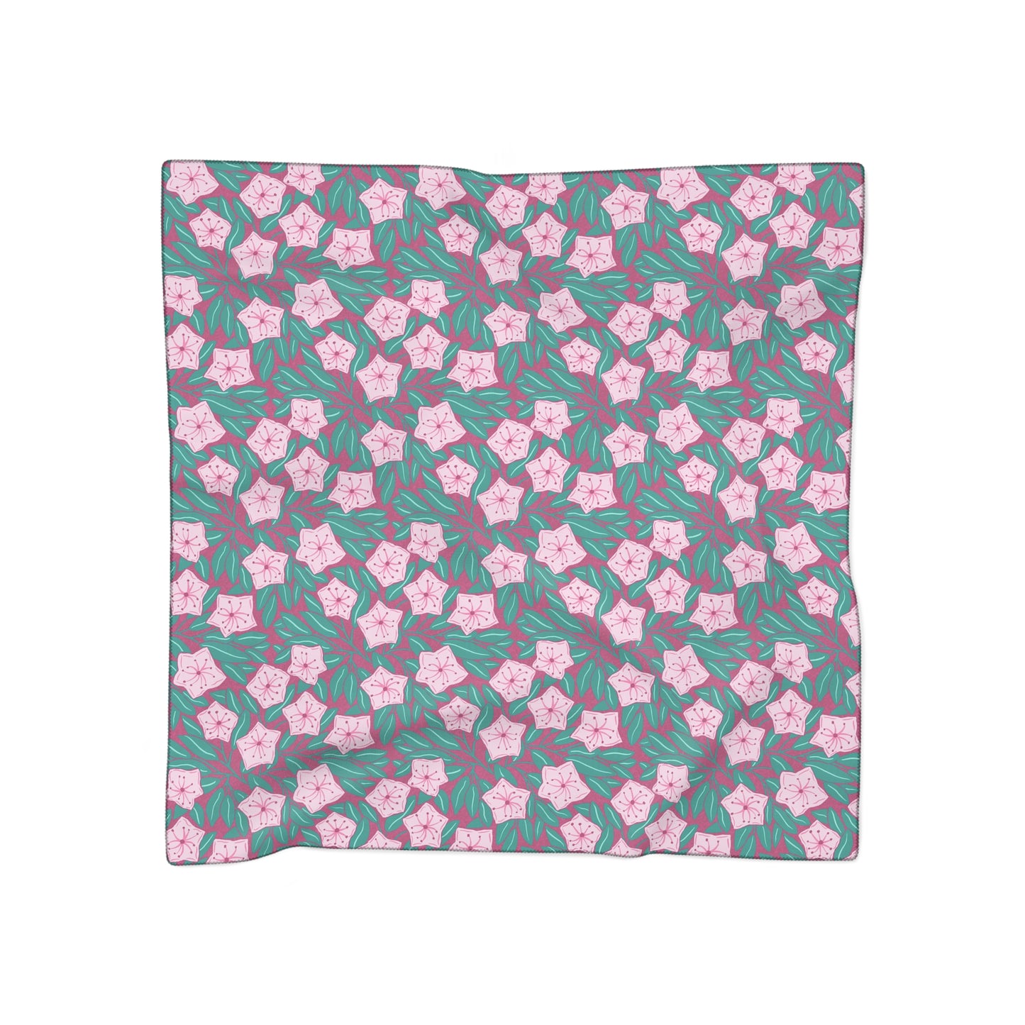 Pink Mountain Laurel Blossoms Square Scarf — Lightweight Botanical Pattern