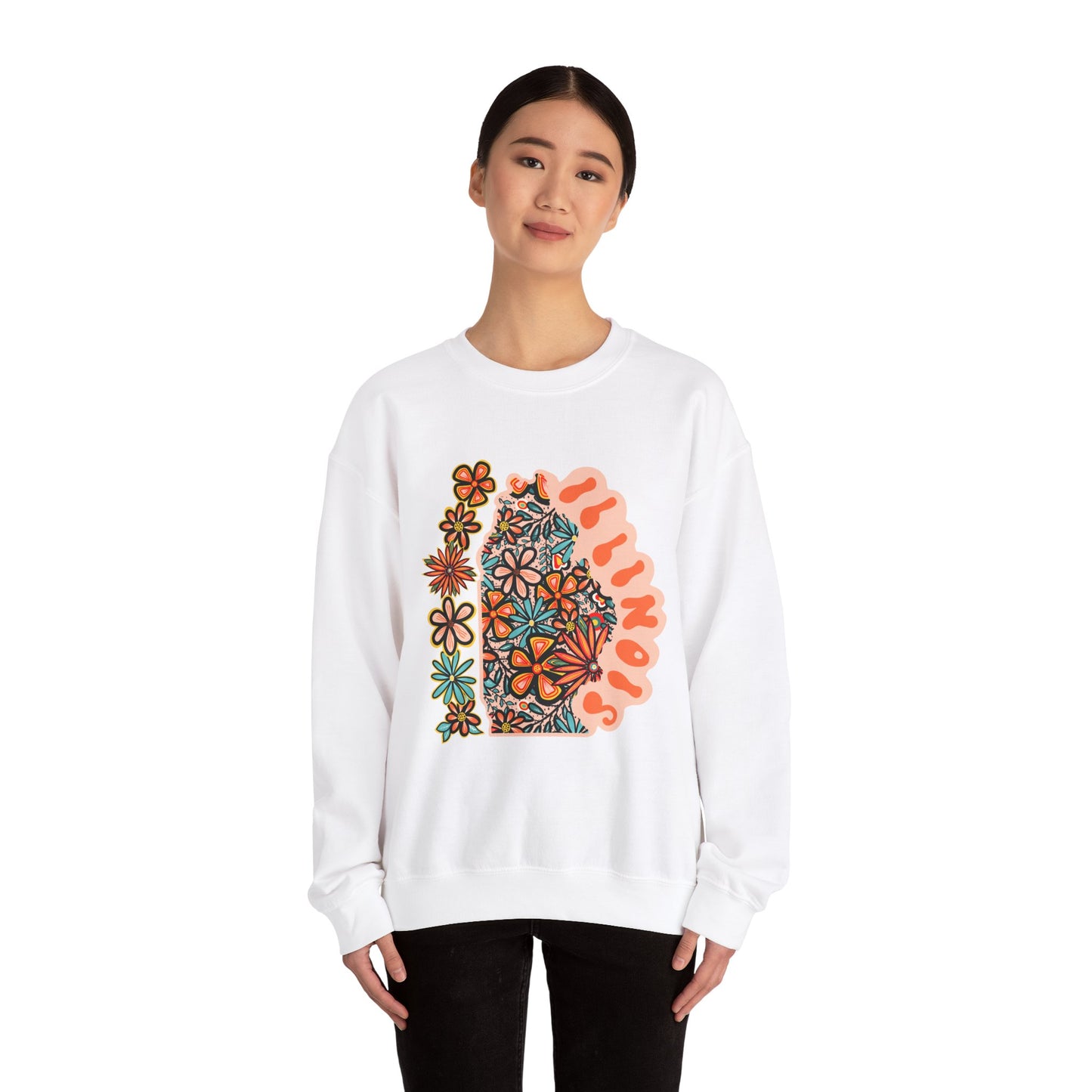 Retro 70s Illinois State Design — Heavy Blend™ Crewneck Sweatshirt