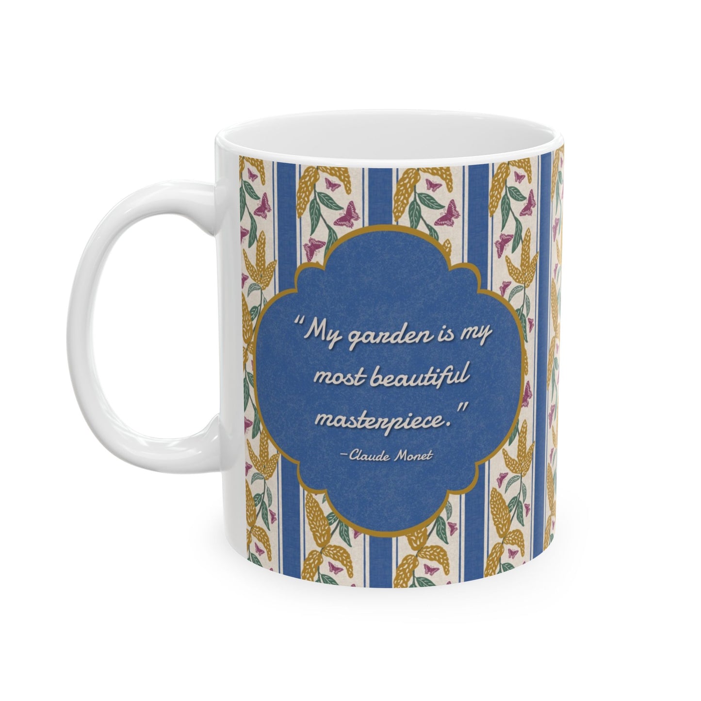 Goldenrod and Butterflies with Monet Quote Ceramic Mug 11oz & 15oz