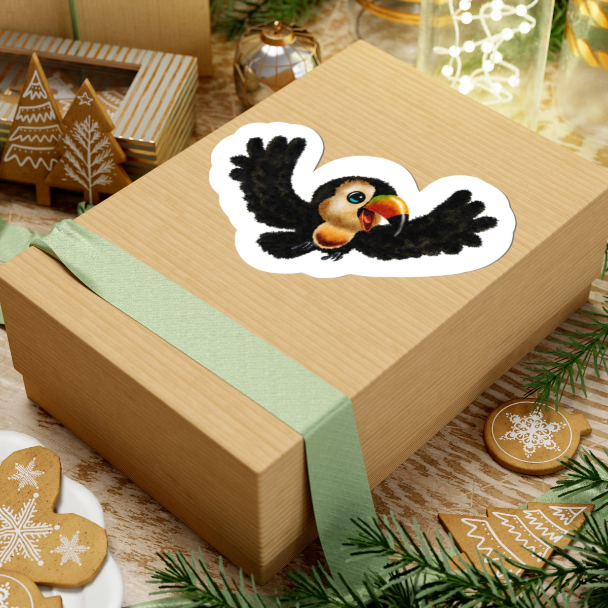 Toucan Kiss-Cut Sticker — Cute Flying Tropical Bird Decal