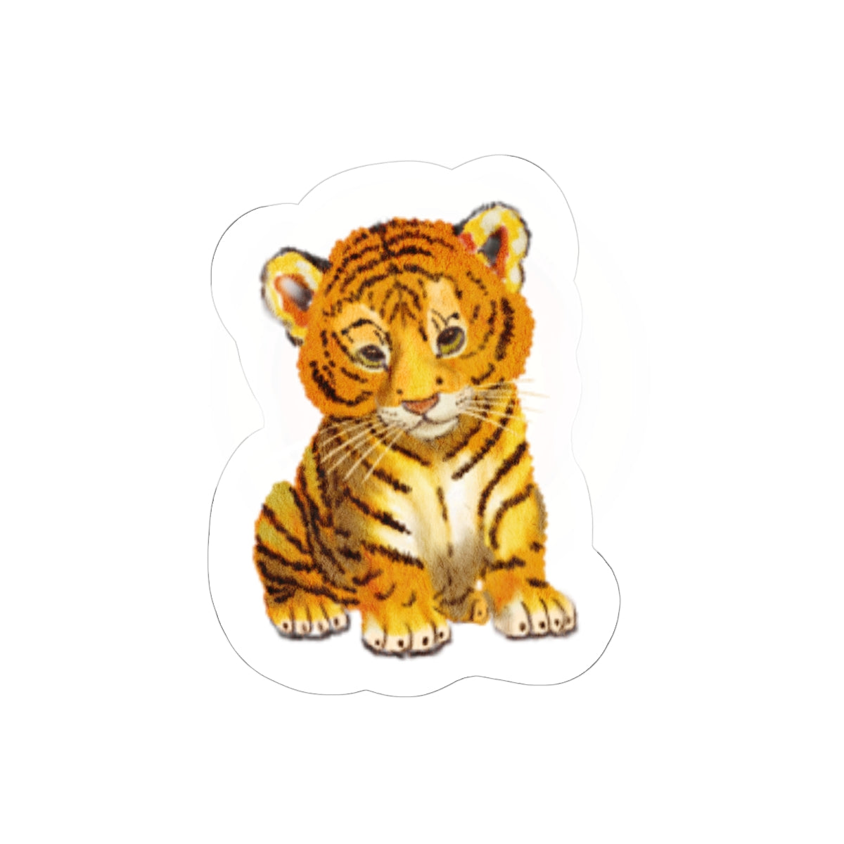 Tiger Cub Sticker — Cute Watercolor Baby Tiger Vinyl Decal for Laptops, Water Bottles & Journals