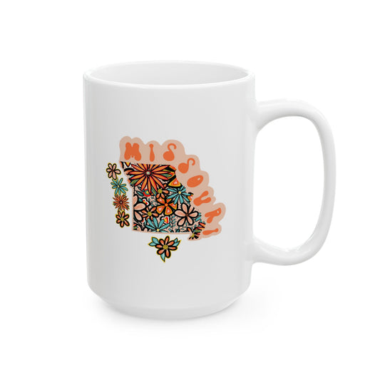 Retro 70s Flowers Missouri Ceramic Mug 11 oz and 15 oz