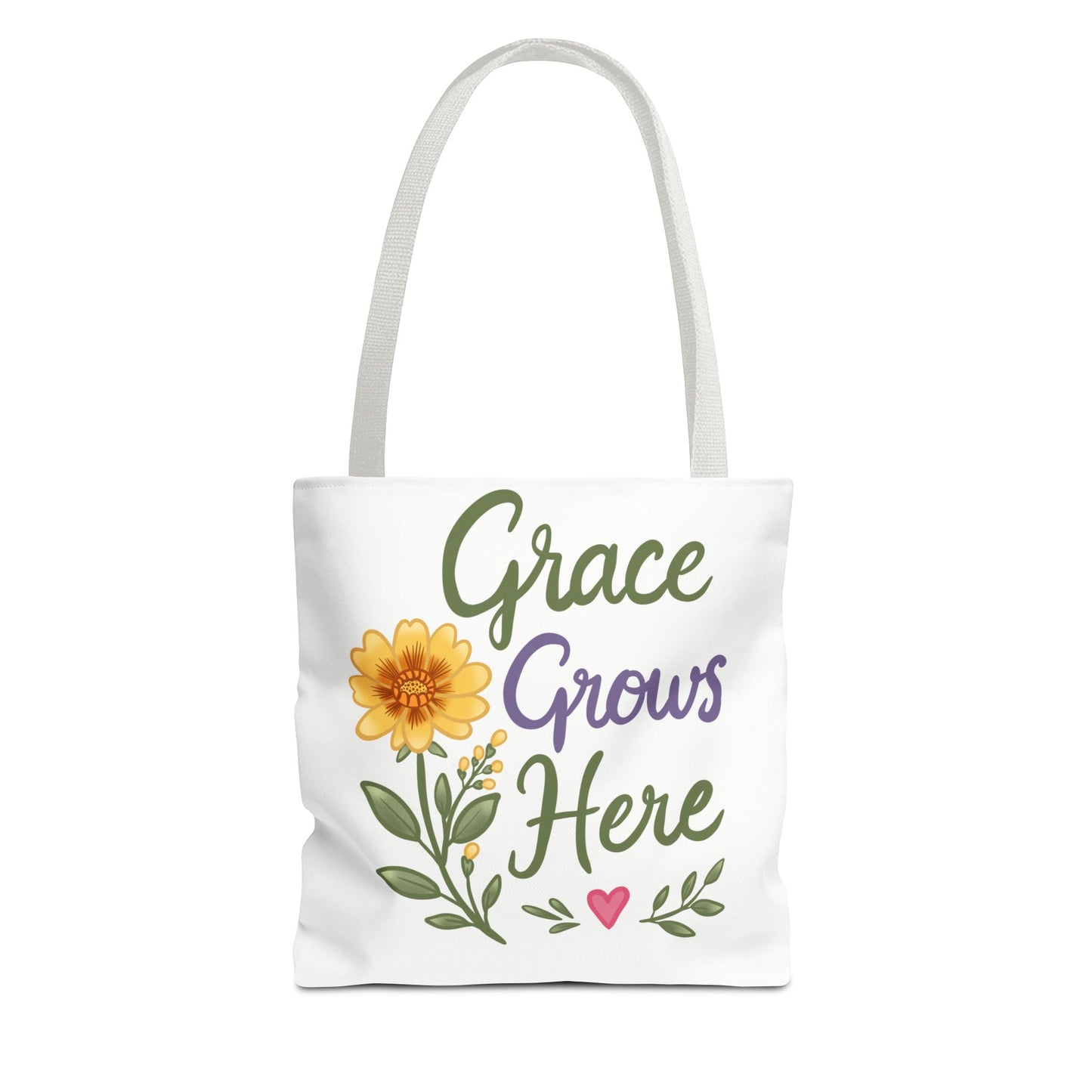 Grace Grows Here Tote - Floral Inspirational Canvas Bag