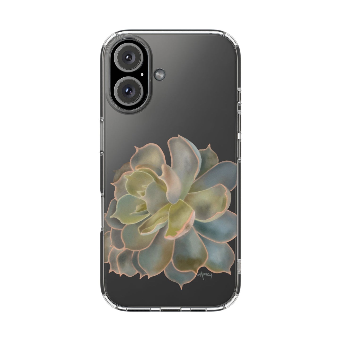 Gray and Green Succulent Clear Cases