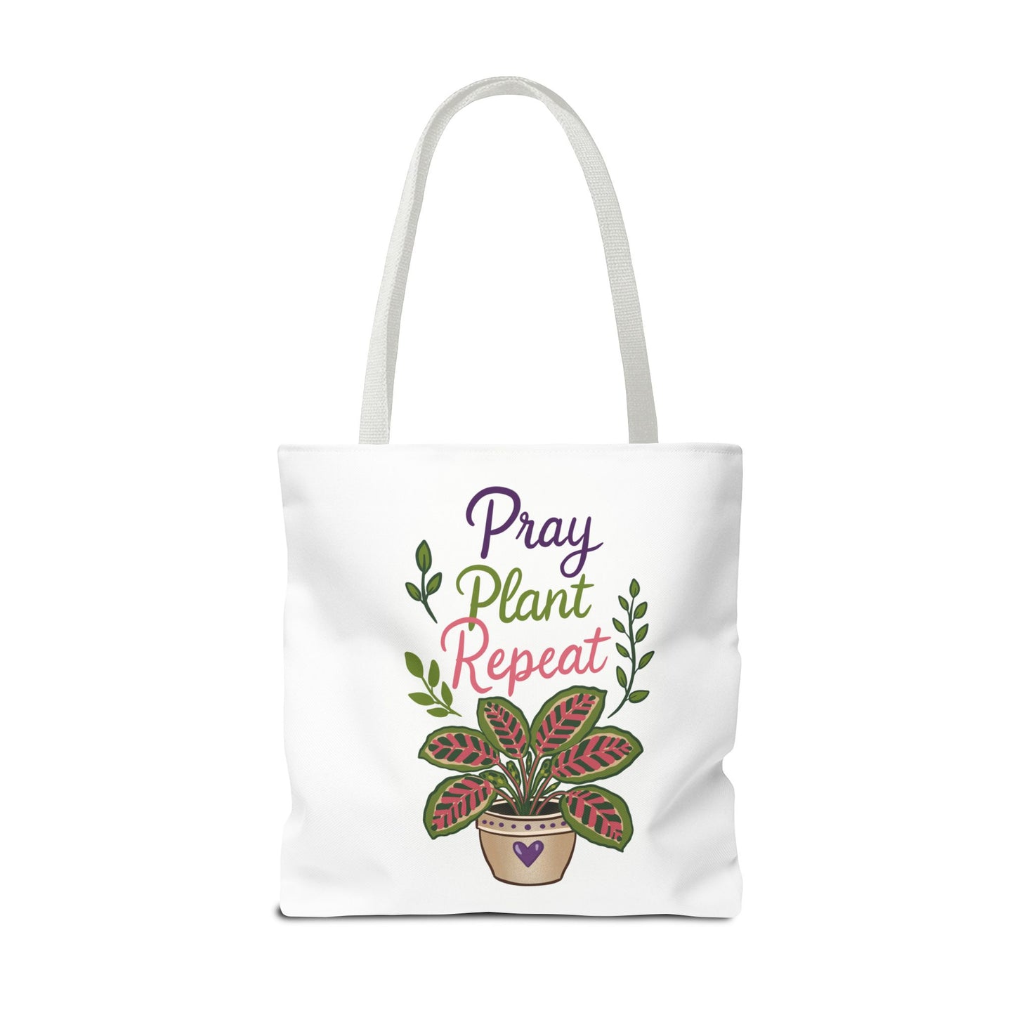 Pray Plant Repeat Tote Bag – Botanical Faith Canvas Shopper