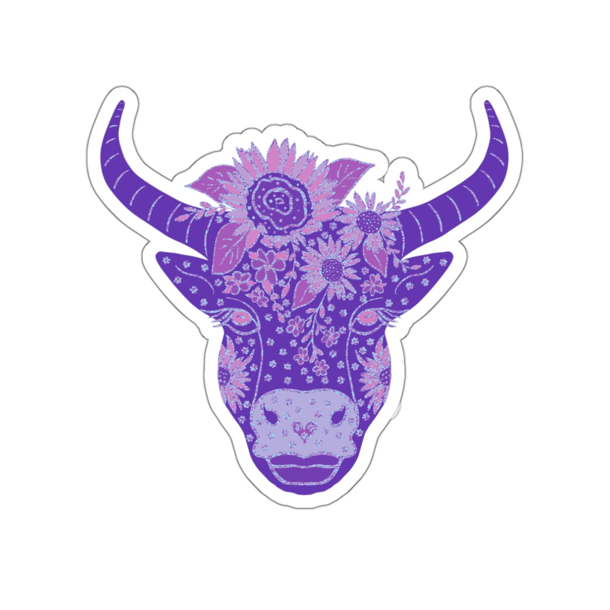 Floral Cow Regina Die-Cut Sticker