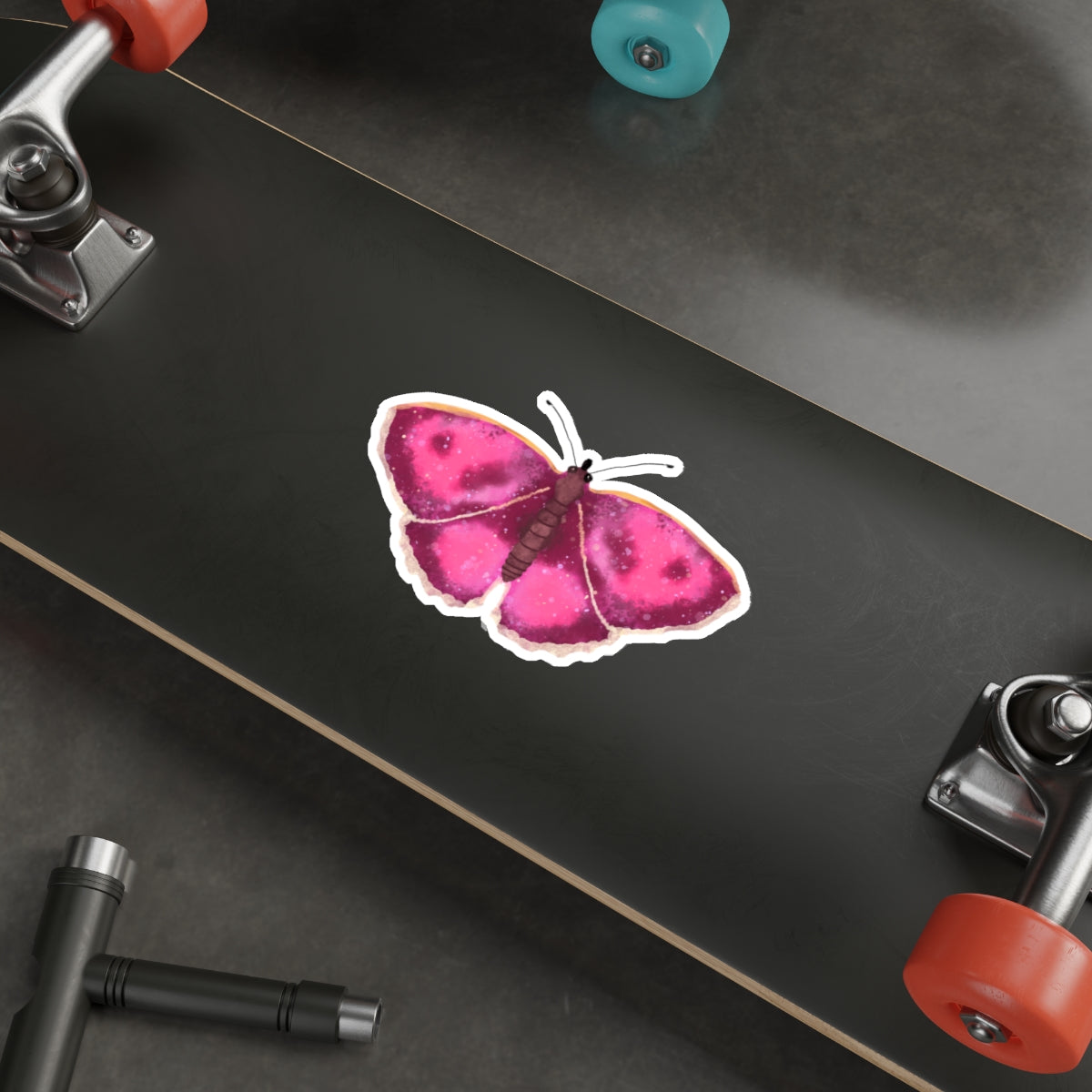 Watercolor Moth in Pink Die Cut Sticker