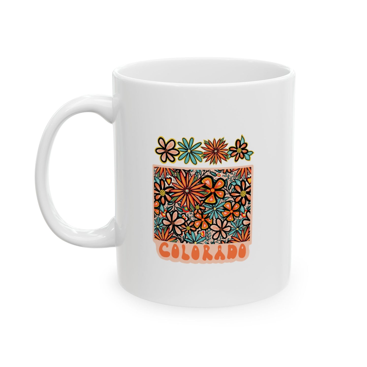 Retro 70s Flowers Colorado Ceramic Mug 11 oz and 15 oz