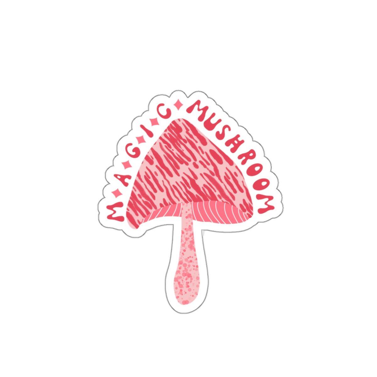 Pink Magic Mushroom with Zebra Stripe Die-Cut Stickers