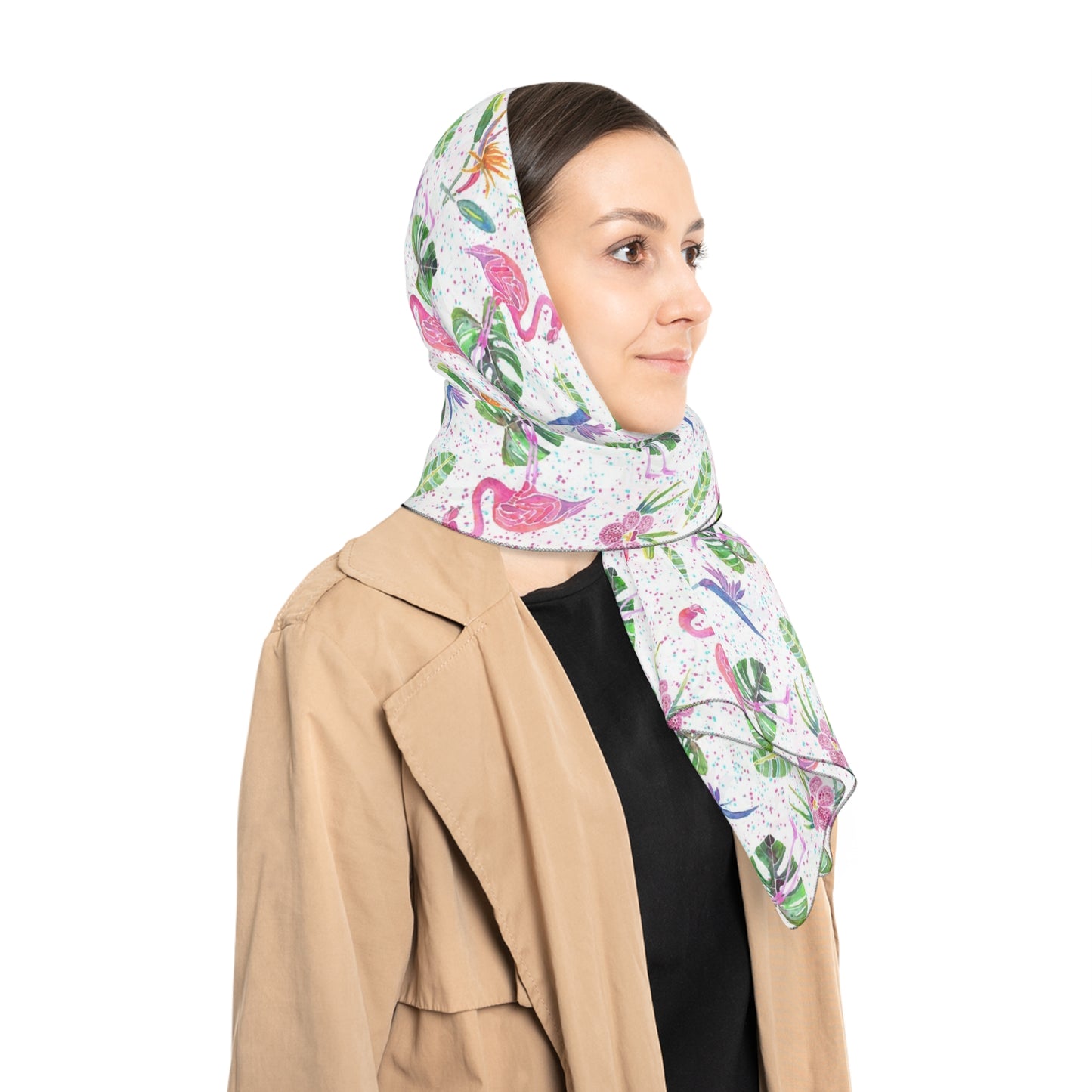 Flamingo Party Square Poly Scarf