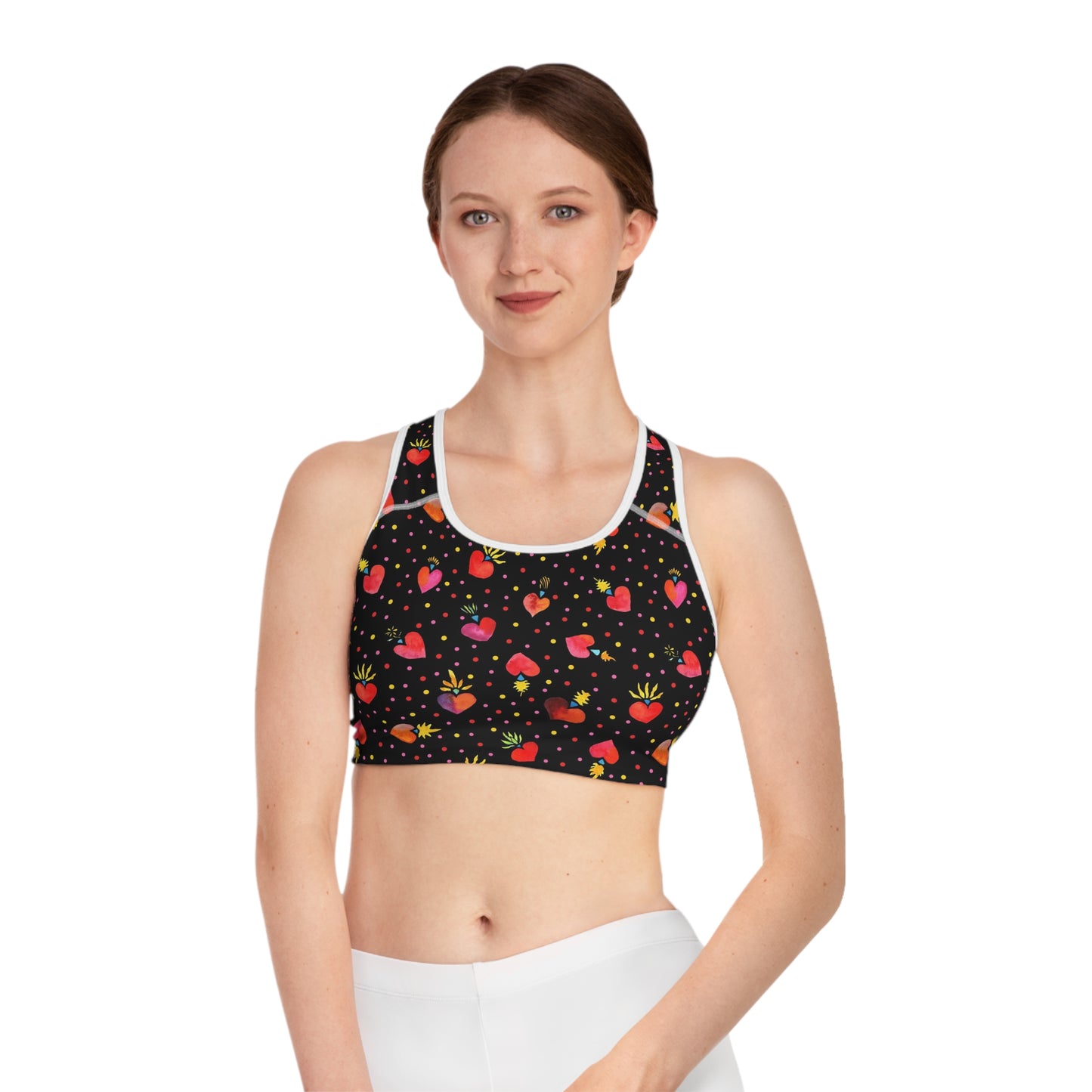 Frida Flaming Hearts Sports Bra