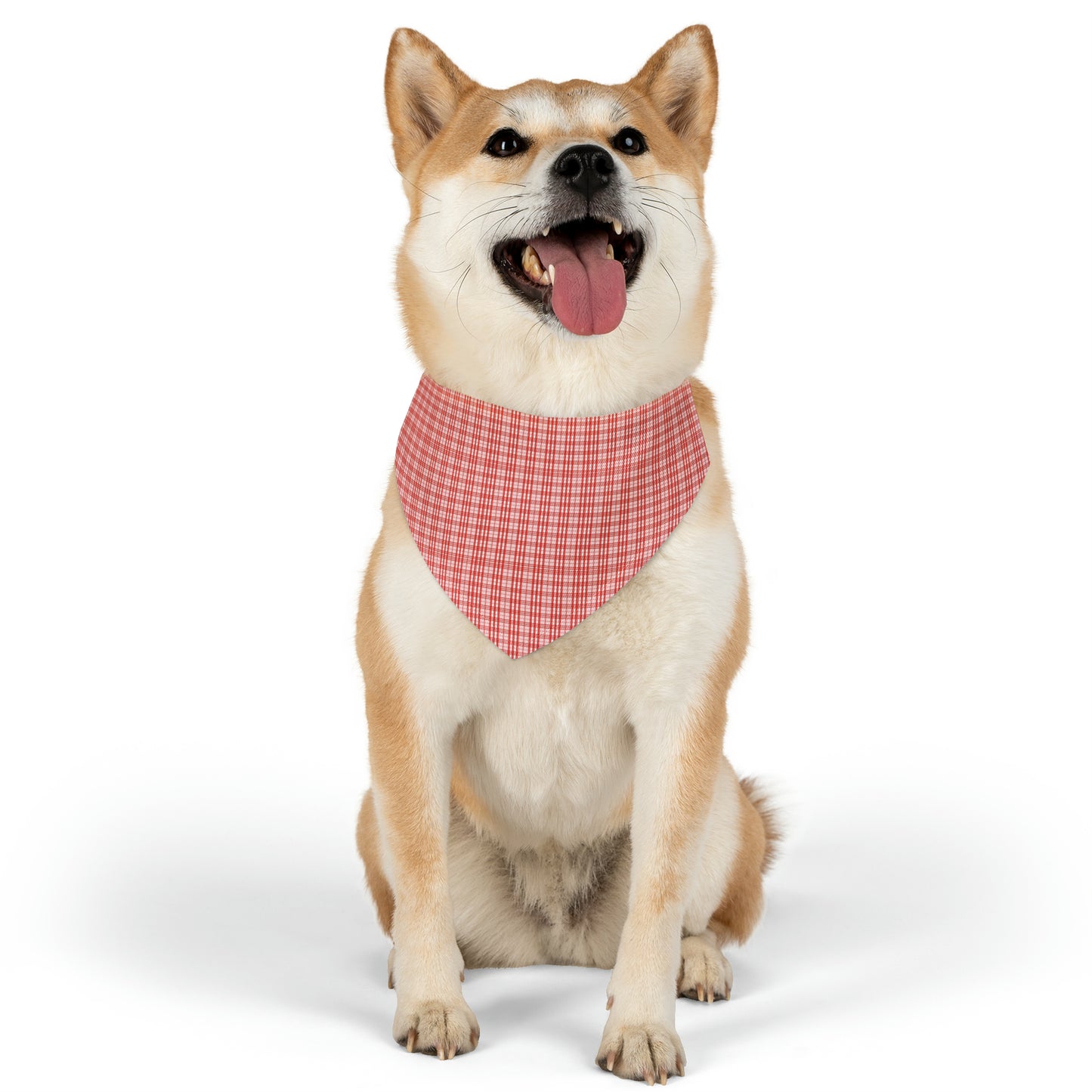 Red and White Plaid Pet Bandana Collar