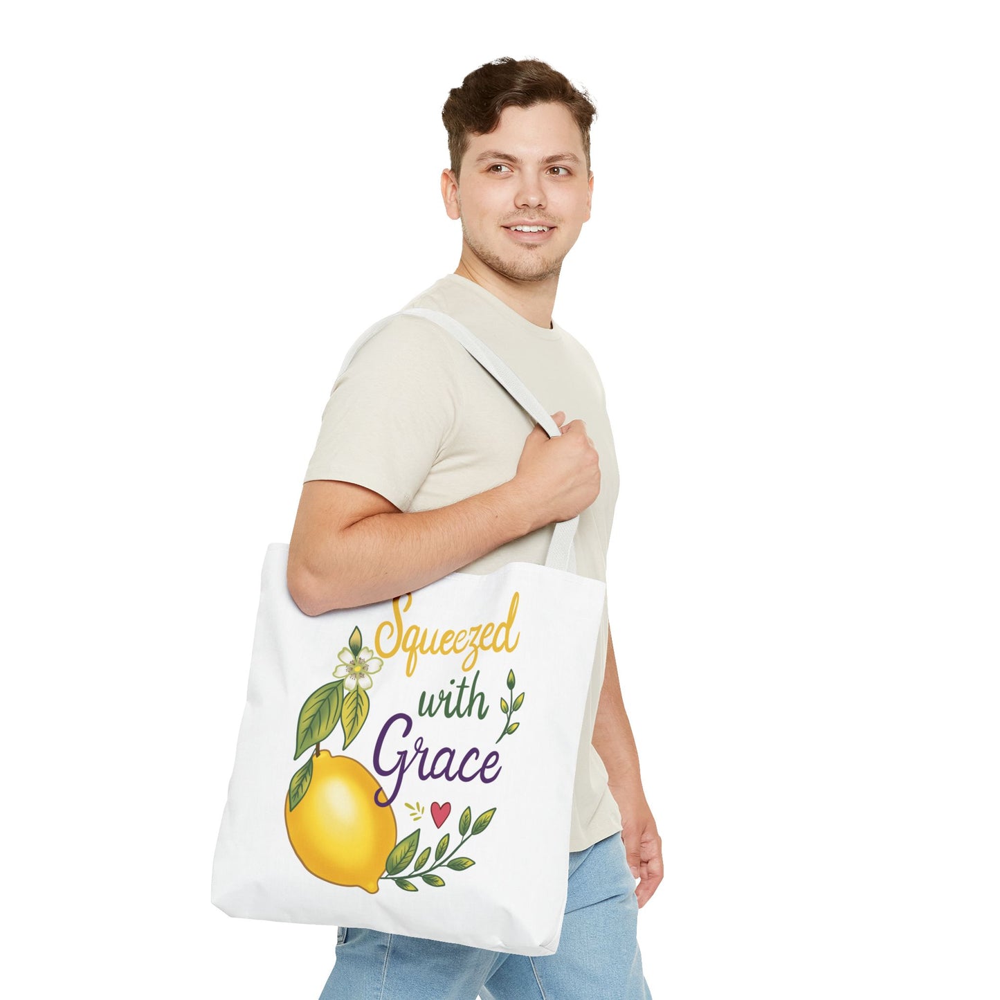 Squeezed with Grace Lemon Tote Bag — Floral Fruit Market Shopping Tote