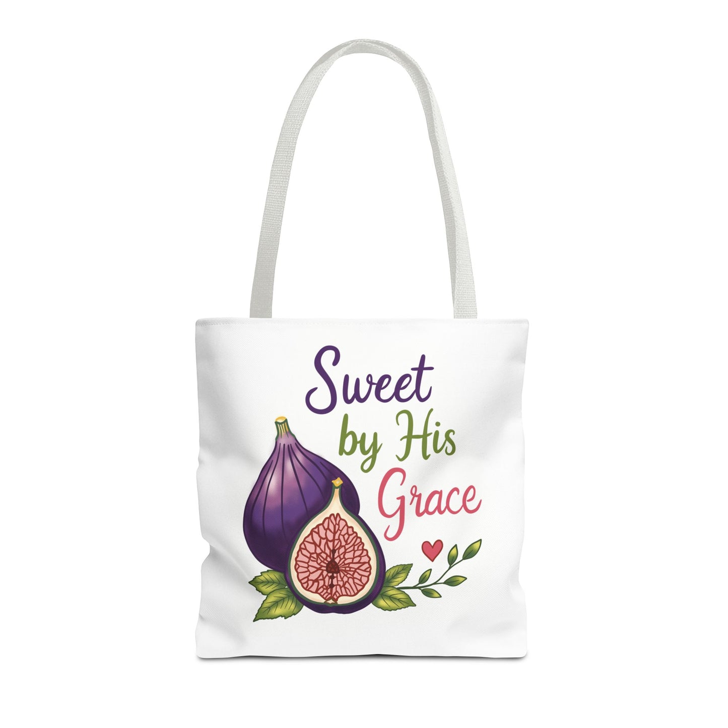 Sweet by His Grace Tote Bag — Faith-Inspired Fig Illustration