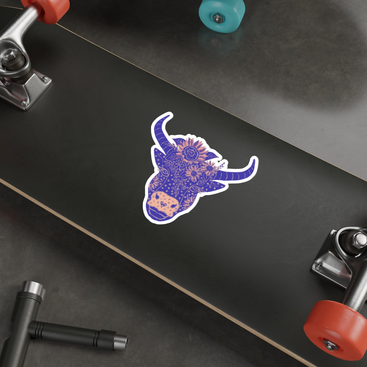 Floral Cow Teri Die-Cut Sticker