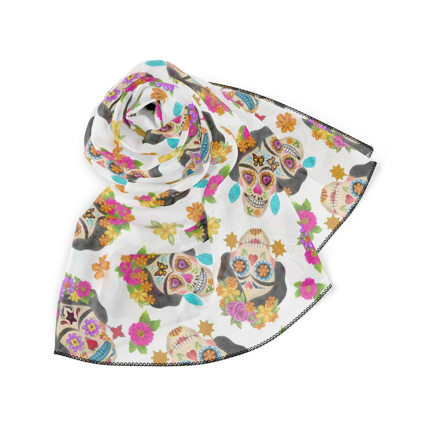 Frida Sugar Skulls Poly Scarf