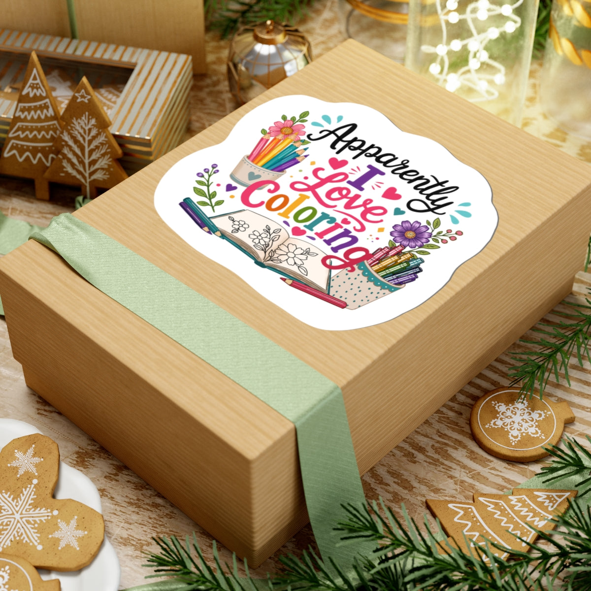 Coloring Enthusiast Sticker — "Apparently I Love Coloring" Kiss-Cut Sticker