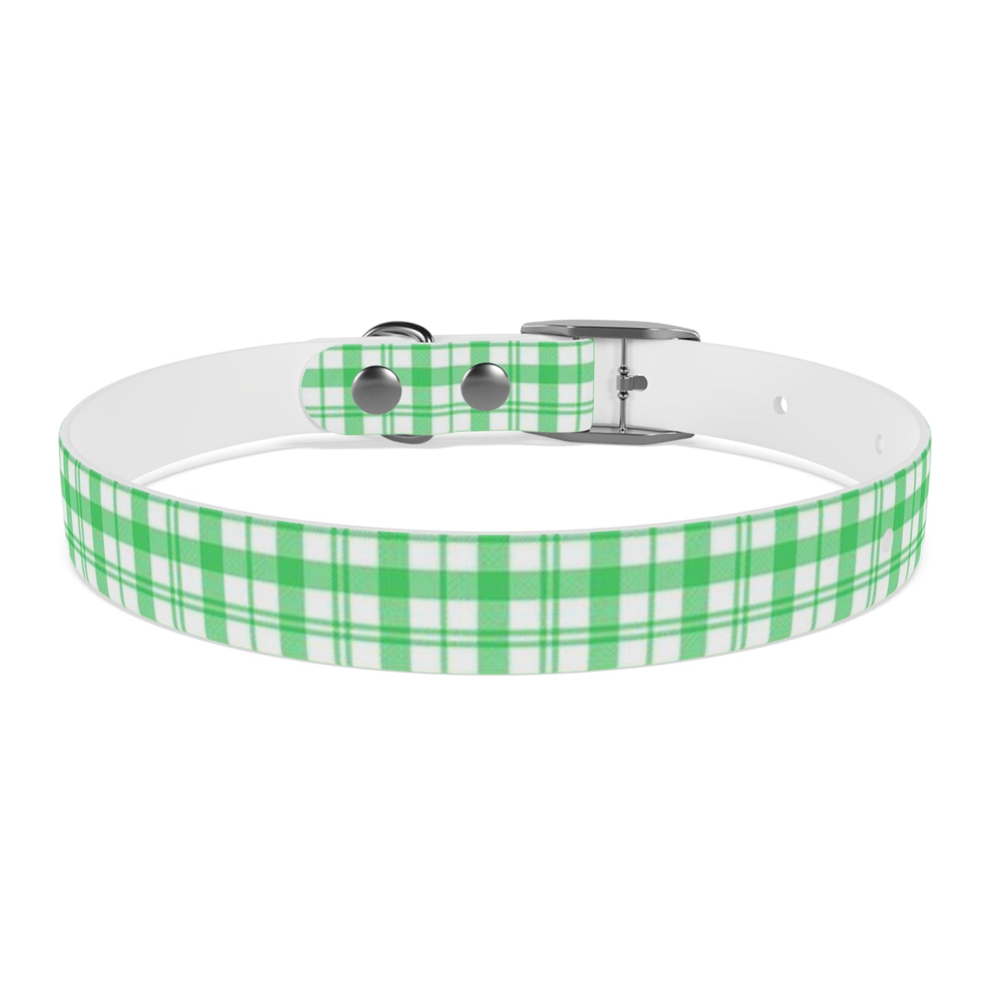 Green and White Plaid Dog Collar