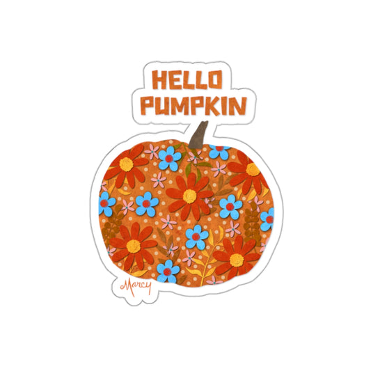 Hello Pumpkin Collage Die Cut Sticker